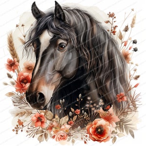 14 Floral Clipart Images of Horses | Printable Watercolor clipart | High Quality JPGs | Digital download | Sublimation | junk journals
