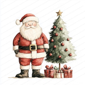 16 Vintage Weihnachtsmann Clipart | Weihnachten Nikolaus | Druckbare Aquarell Clipart | Hochwertige JPGs | Digitaler Download | Papierkunst