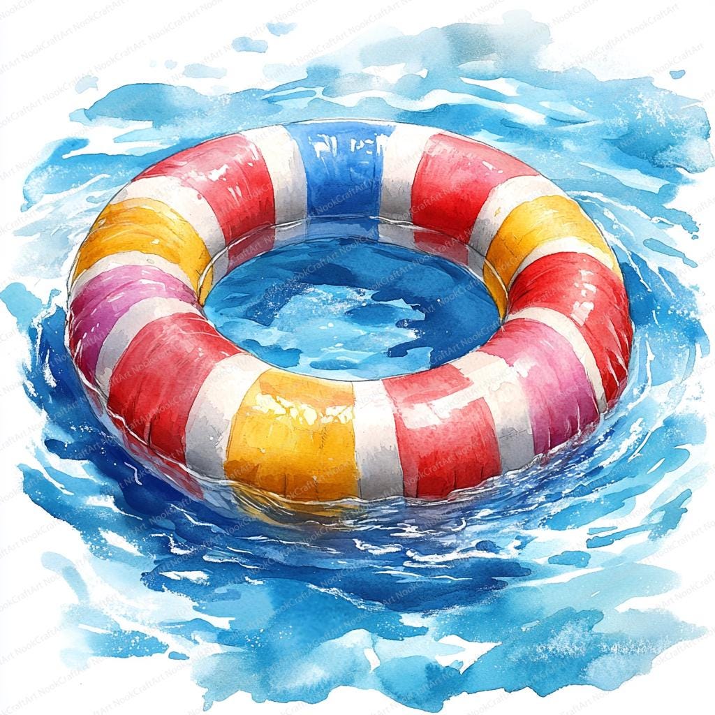 16 Inflatable Pool Ring Clipart | Striped Pool Float Illustration ...