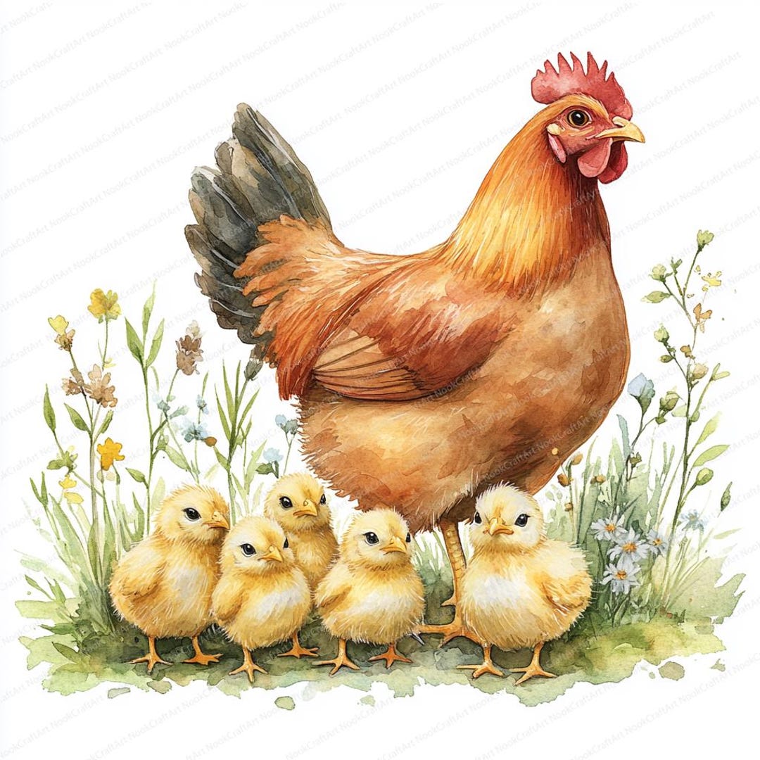 20 Chicken Family Clipart | Mother Hen With Chicks Design | Printable ...