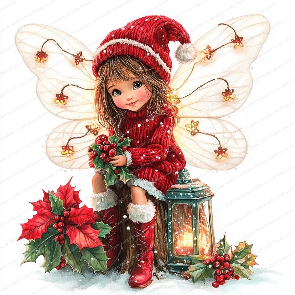 クリスマスの妖精のイラストセット、商業利用を含むすべての