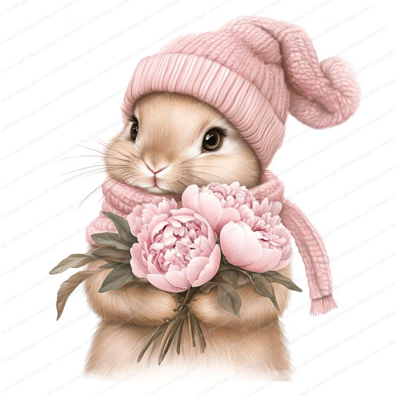 20 Cute Floral Bunny Clipart | Printable Watercolor Designs | High ...