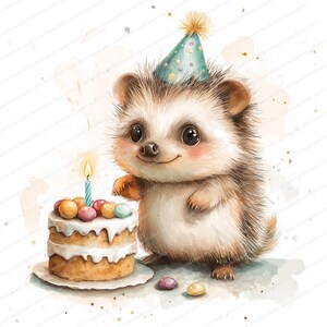 14 Clipart de festa de ouriço | Clipart de aquarela para impressão | JPGs de alta qualidade | Download digital | Artesanato em papel | diário de lixo