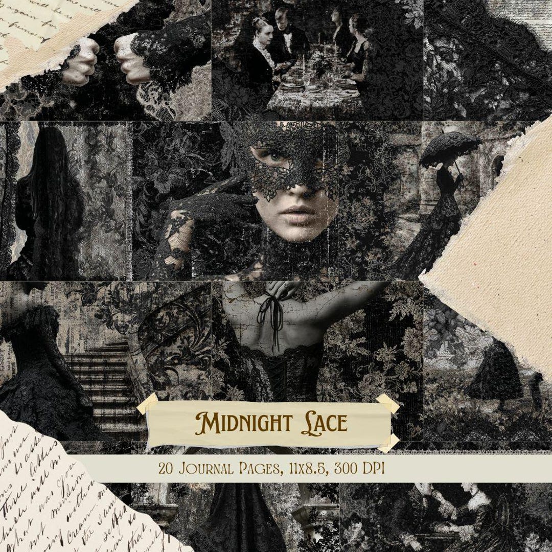 Midnight Lace Junk Journal Kit | Vintage Dark Lace Collage Sheets ...