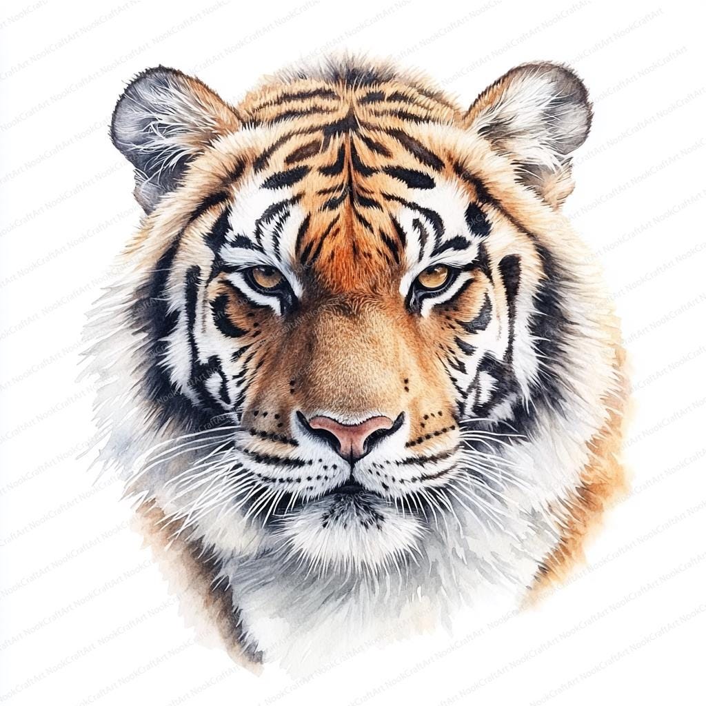 18 水彩画の虎のクリップアート | 印刷可能な虎のイラスト | 高品質