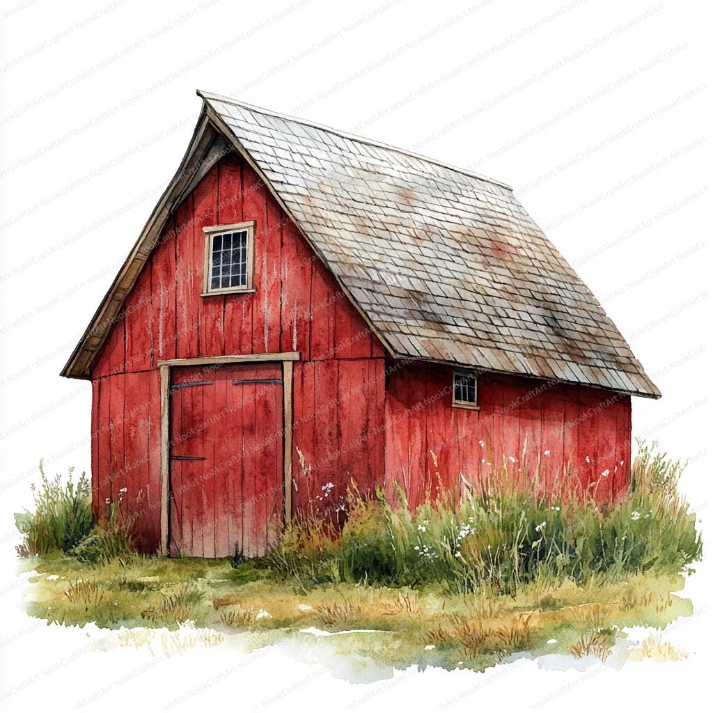 Spring Barn Drawings 18 Spring Barn Clipart Collection | Rustic Seasonal Artwork Set ...
