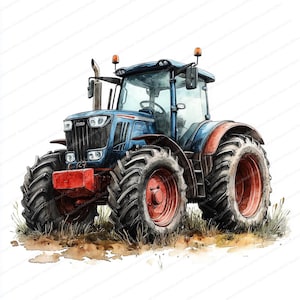 20 Raccolta di Clipart di trattori / Grafica di macchinari agricoli / Clipart acquerello stampabile / JPG di alta qualità / Artigianato di carta / Diario di spazzatura