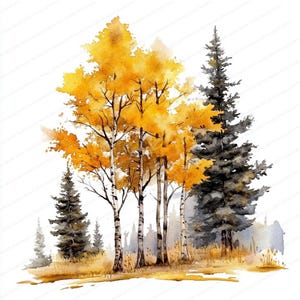 20 Autumn Trees Clipart | Printable Watercolor Art | High Quality JPGs | Digital Download | High Resolution | Paper Crafts & Junk Journals