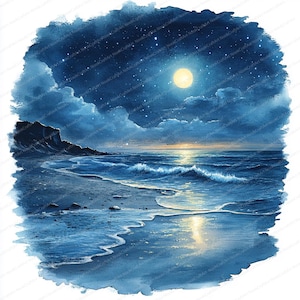 21 imágenes prediseñadas del océano bioluminiscente / Ilustraciones de vida marina brillante / Imágenes prediseñadas de acuarela imprimibles / JPG de alta calidad / Manualidades de papel / Diario