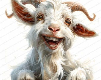 12 Goat Clipart | Funny Animal Clipart | Printable Watercolor clipart | High Quality JPGs | Digital download | Paper craft | junk journals