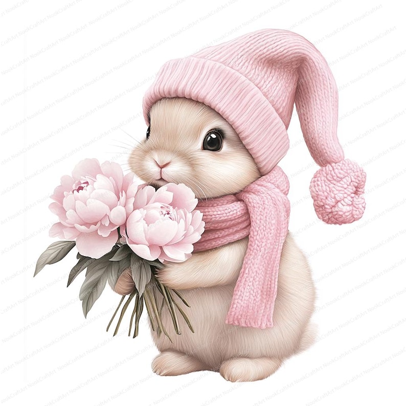 20 Cute Floral Bunny Clipart | Printable Watercolor Designs | High ...
