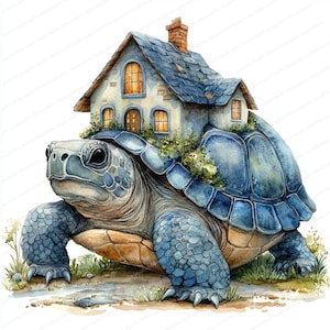 15 Schildkröte mit Haus Clipart | Creative Home Shell Design | Druckbare Aquarell Clipart | Hochwertige JPGs | Papiermodell | Junk Journal