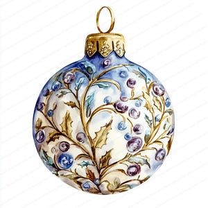 16 Victorian Bauble Clipart | Christmas Ornament Clipart | Printable Watercolor Clipart | High ...