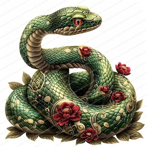 Cobra do Zodíaco Chinês | 10 Clipart de Cobra | Clipart de aquarela para impressão | JPGs de alta qualidade | Download digital | Artesanato em papel | diários de lixo