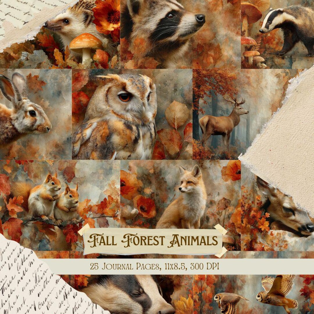 Forest Animals Junk Journal Kit | Woodland Creatures Collage Sheets ...