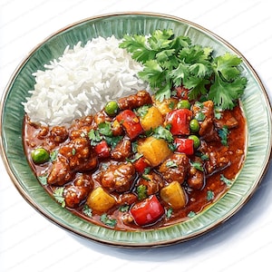 16 Clipart di Chili Con Carne Messicano / Illustrazione di Riso e Fagioli Piccanti / Clipart di Acquerello Stampabile / JPG di Alta Qualità / Carta Artigianale