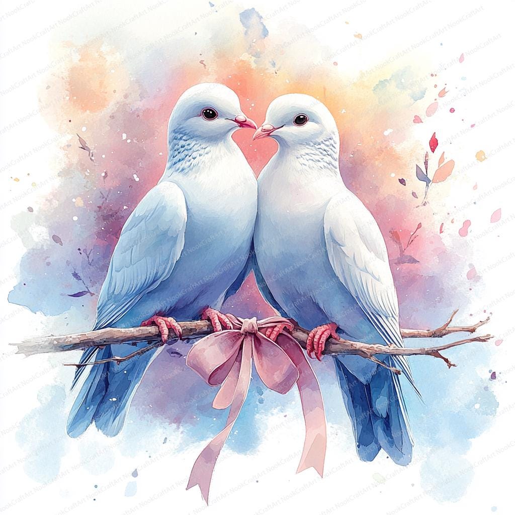 17 Doves With Ribbon Clipart | Elegant Wedding Graphic Design ...