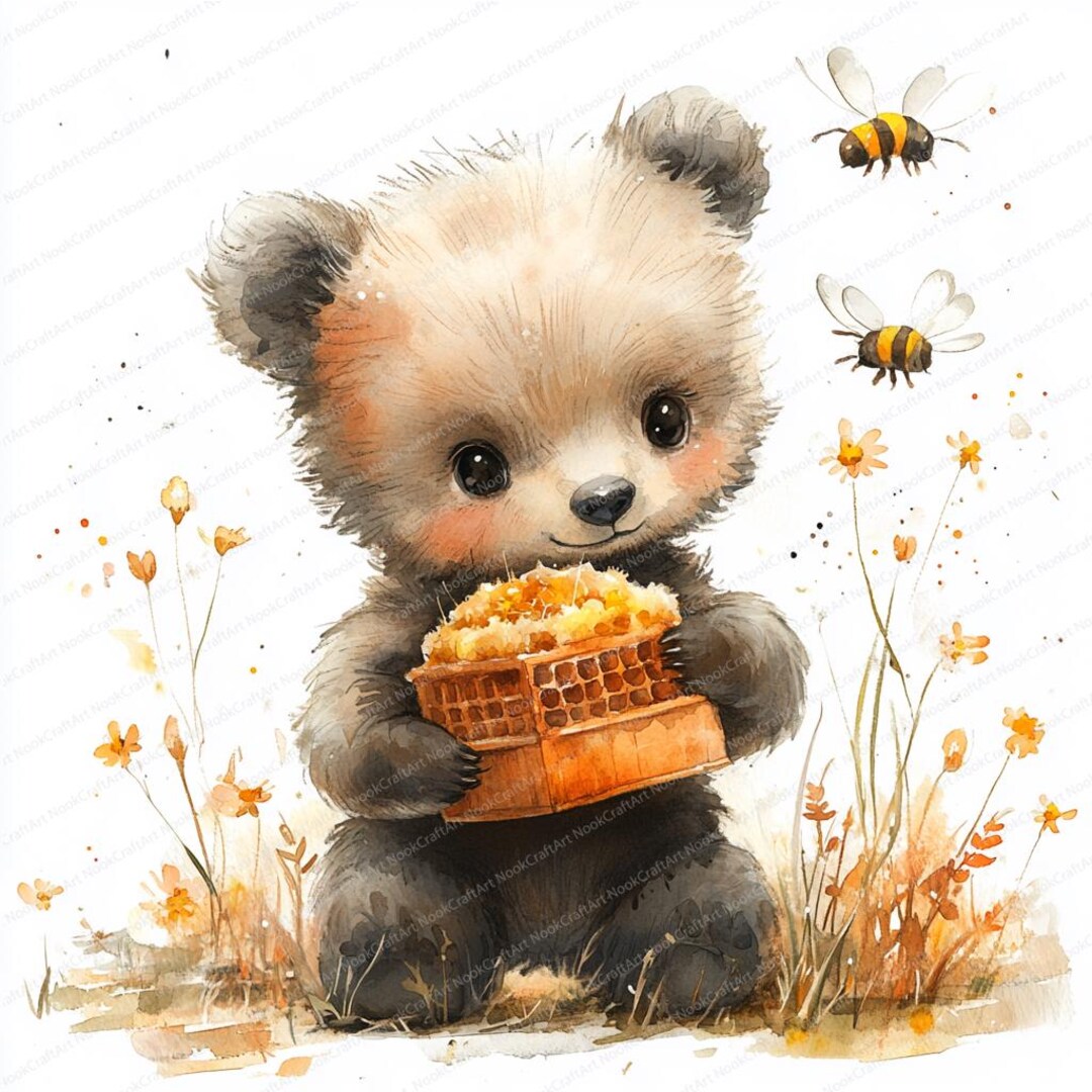 19 かわいいクマと蜂の巣のクリップアート | 愛らしいミツバチの