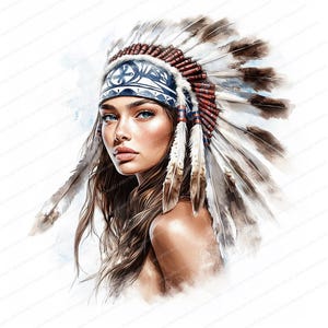 20 bundle di clipart di donne indiane native americane / clipart di acquerelli / JPG di alta qualità / download digitale / artigianato di carta / diario spazzatura
