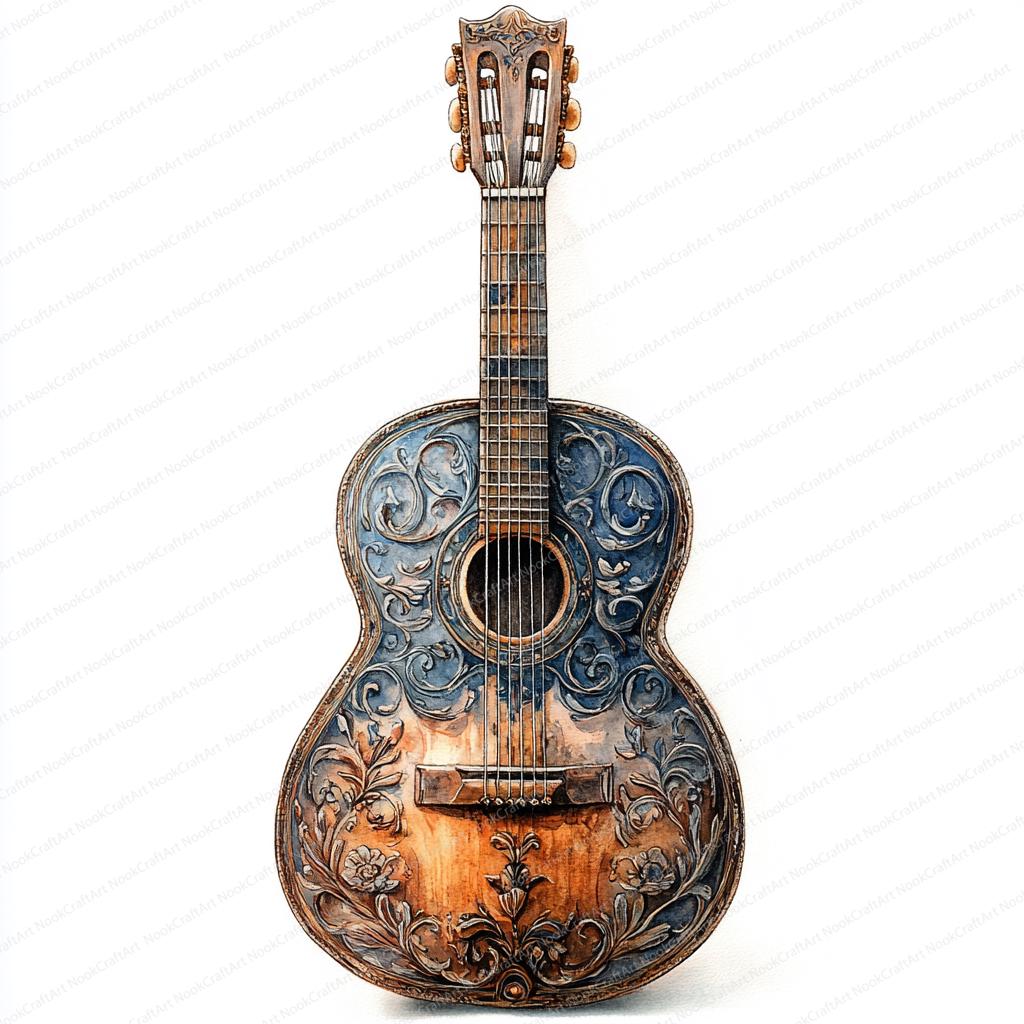 18 Intricate Guitar Clipart | Artistic Woodwork Design
