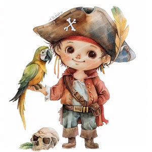 14 dibujos animados de piratas / Dibujos de piratas lindos / Dibujos de acuarela imprimibles / JPG de alta calidad / Descarga digital / Manualidades de papel