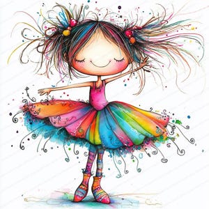 Quirky Ballerina Clipart | 14 High Res Watercolor JPGs | Printable Watercolor clipart | Digital download | Paper craft | junk journal