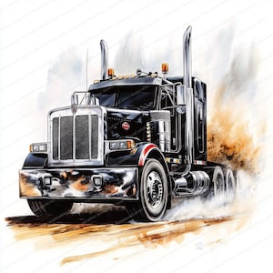 20 modèles de cliparts de camions américains | Clipart aquarelle imprimable | JPG de haute qualité | Téléchargement numérique | Créations en papier | Journal indésirable