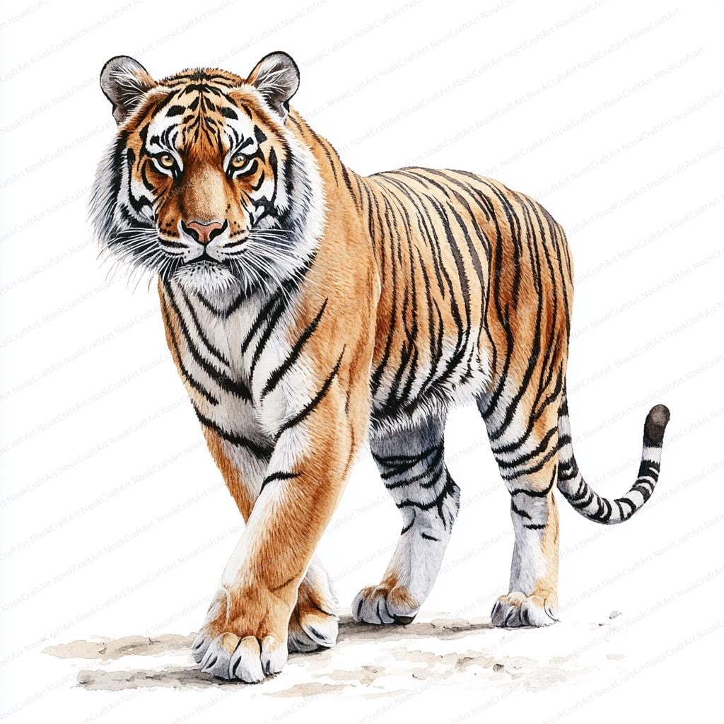 18 水彩画の虎のクリップアート | 印刷可能な虎のイラスト | 高品質