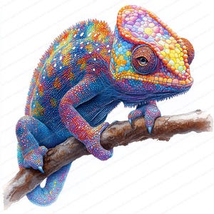 16 Clipart che cambiano colore di camaleonte / Adorabile design di rettile / Clipart acquerello stampabile / JPG di alta qualità / Lavoretti di carta / Diario spazzatura
