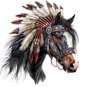 16 Atemberaubende Pferd Clipart | Native American Pferd Clipart | Druckbare Aquarell Clipart | Hochwertige JPGs | Papiermodell | Junk Journal