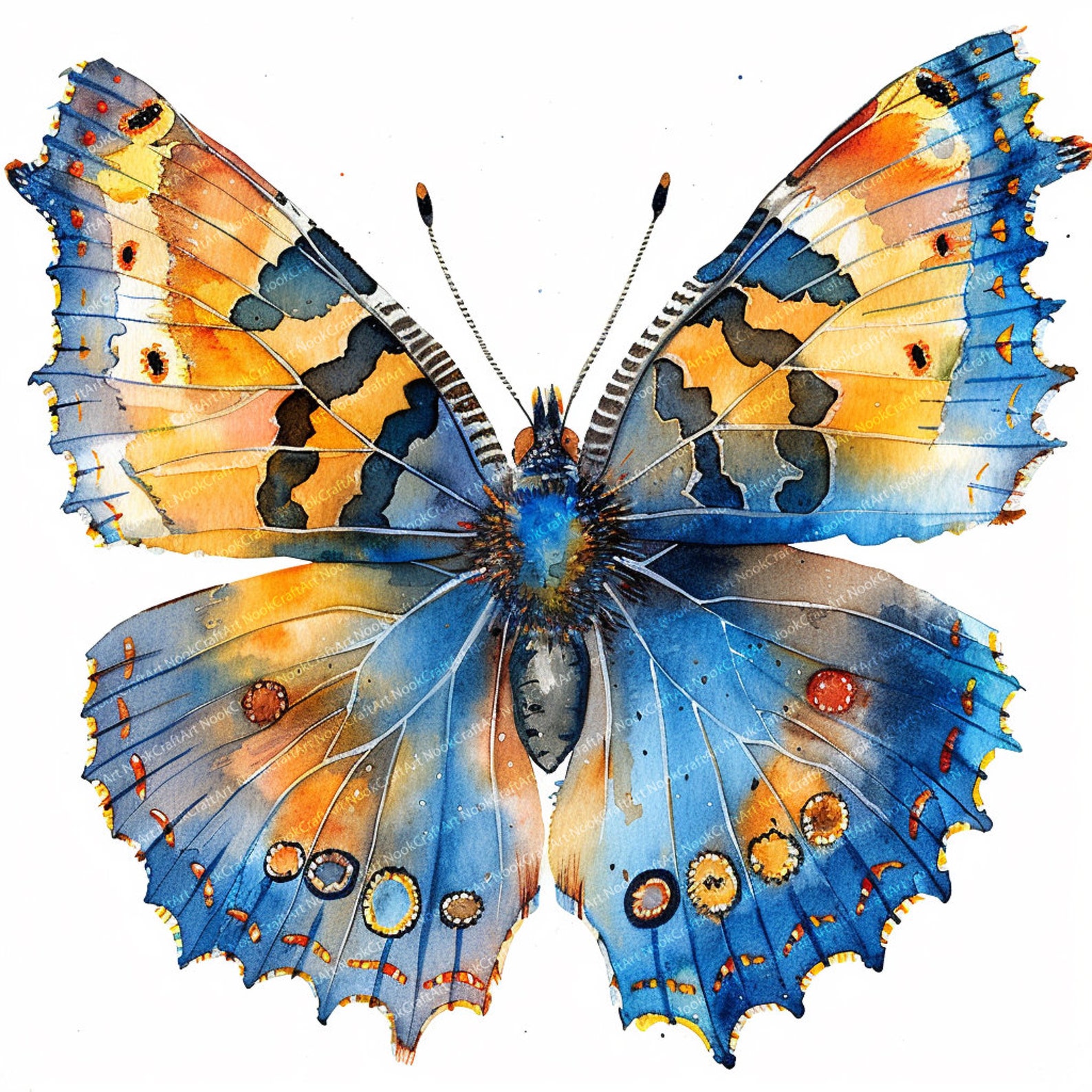 12 Realistic Butterflies Clipart, Butterfly, Printable Watercolor ...