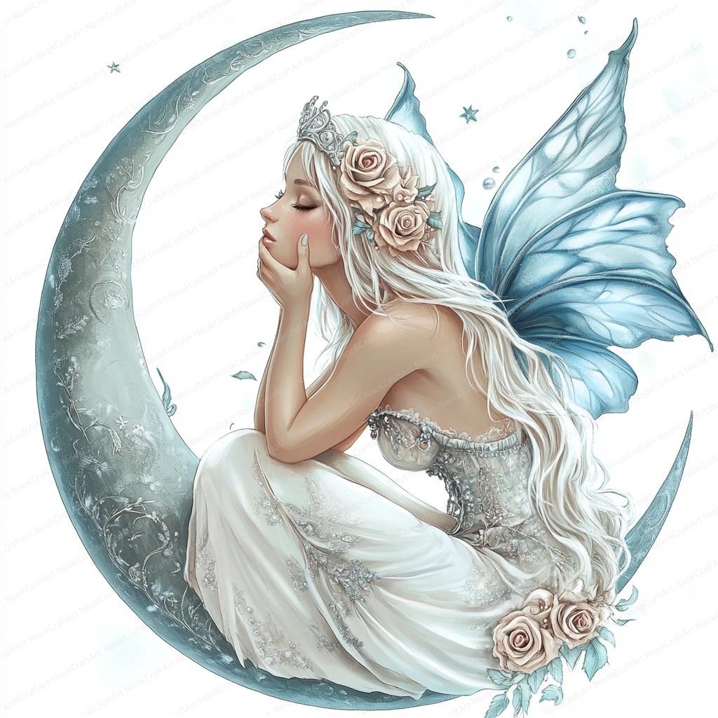 Moon Fairy Images | 20 High Quality Jpgs | Printable Watercolor