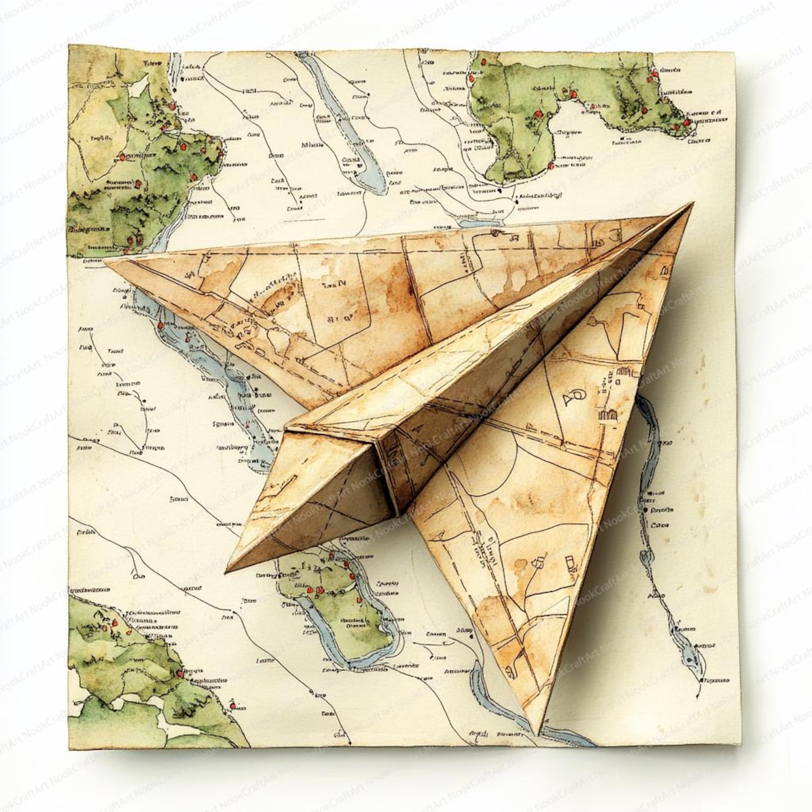 22 Paper Airplane Map Clipart | Travel-themed Digital Art | Printable ...