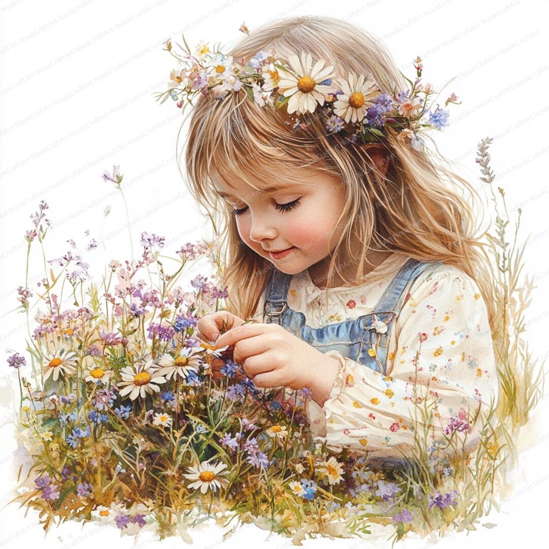 22 Flower Girl Clipart | Bouquet Gathering and Floral Hair Art ...