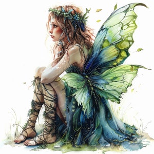 10 cliparts fée de la forêt | Clipart fées vertes | Clipart aquarelle imprimable | JPG de haute qualité | Téléchargement numérique | Créations en papier