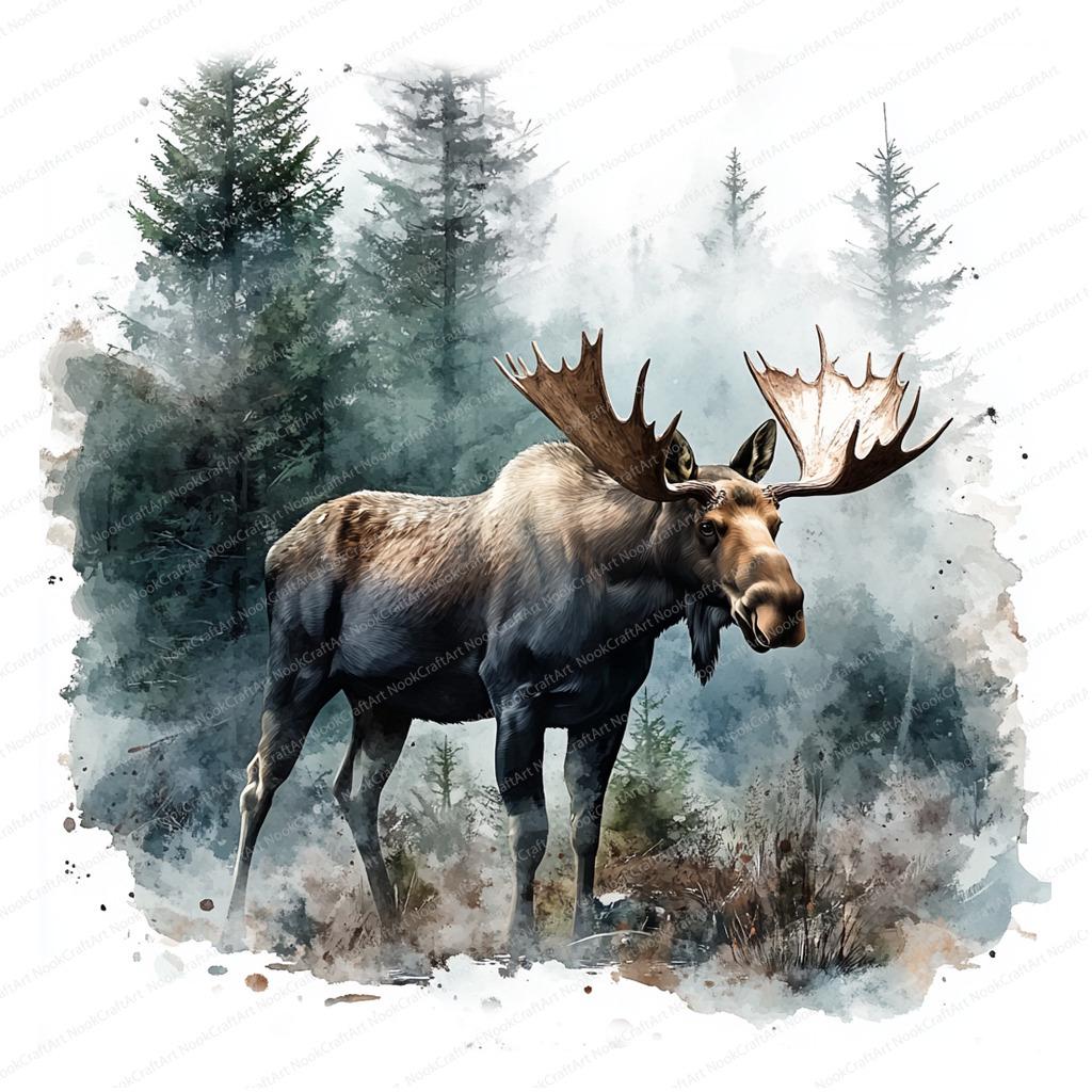 20 Moose Drawing Clipart | Moose Art Collection | Printable Watercolor ...