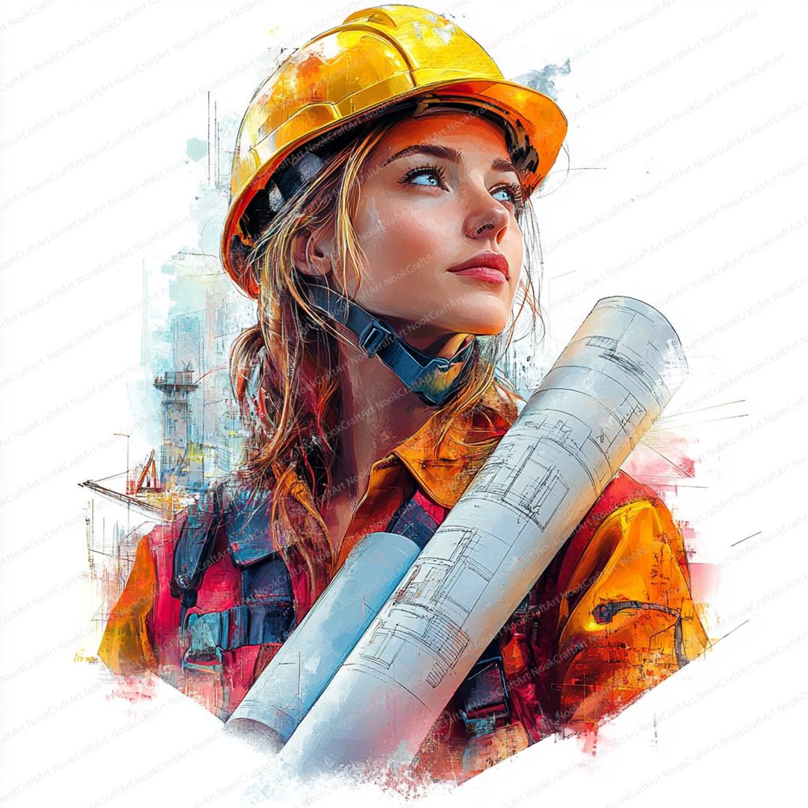 20 Engineer Woman Clipart | Smiling Female With Blueprints | Printable ...