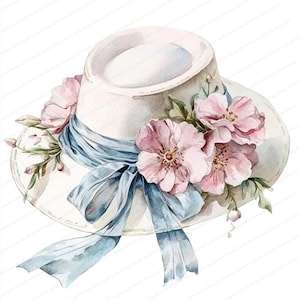 16 Vintage Floral Hat Clipart | Woman’s Hat Designs | Printable Watercolor Art | High-Quality JPG | Digital Download | Paper Craft