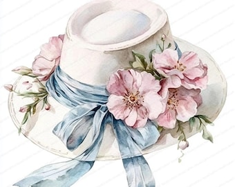 16 Vintage Floral Hat Clipart | Woman’s Hat Designs | Printable Watercolor Art | High-Quality JPG | Digital Download | Paper Craft