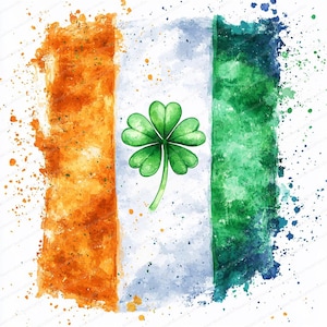 16 Irische Flagge Clipart | St. Patricks Day Graphiken | Druckbare Aquarell Clipart | Hochwertige JPGs | Papiermodell | Junk Journal