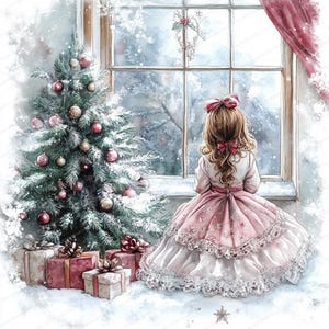 18 Viktorianische Weihnachtsbaum Clipart | Vintage Weihnachtszimmer | Druckbare Aquarell Clipart | Hochwertige JPGs | Digitaler Download | Zeitschrift