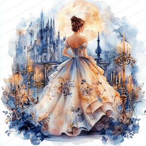 21 Clipart balle de danse princesse | Illustration de conte de fées enchanteur | Clipart aquarelle imprimable | JPG de haute qualité | Créations en papier