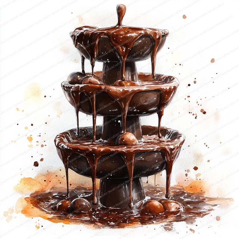 20 Chocolate Fountain Clipart | Sweet Dessert Graphic Elements ...