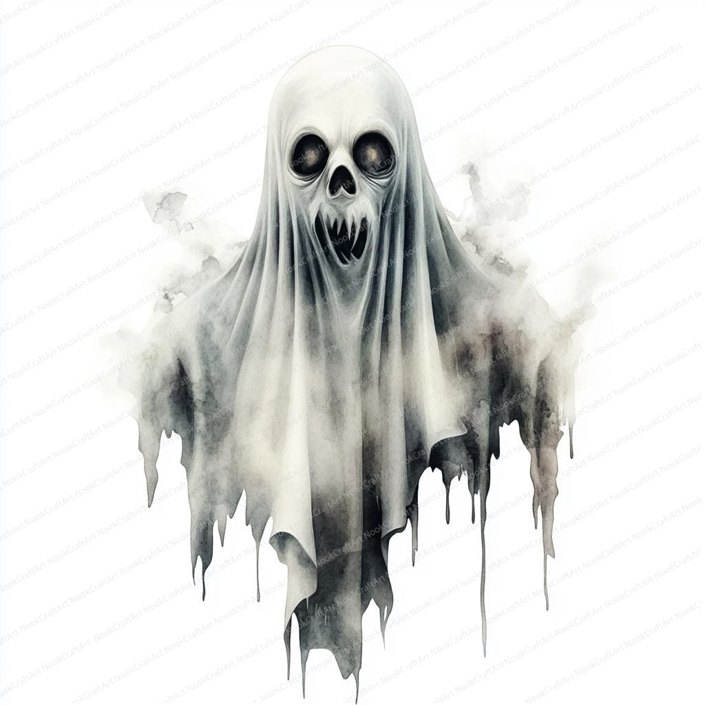 Spooky Ghost Graphics 16 Spooky Ghost Graphics | Scary Ghost | Printable Watercolor Clipart ...