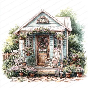 Shabby Chic Back Porch Clipart | Cozy House Clipart | 20 High Quality ...