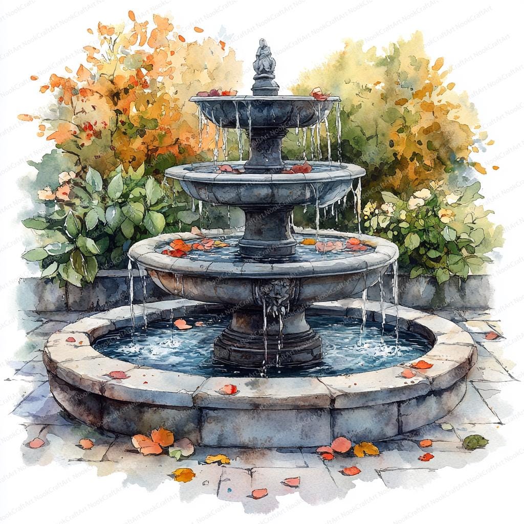 20 Fountain Clipart Summer Splash | Nature's Water Dance Art