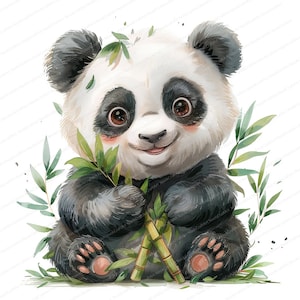12 Cliparts de Panda Encantadores | Panda Aquarela | Clipart Aquarela Imprimível | JPGs de Alta Qualidade | Download Digital | Artesanato em Papel | Diários