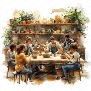 20 Ceramic Workshop Clipart | Creative Pottery Class Illustrations | Printable Watercolor clipart | High Quality JPGs | Paper craft