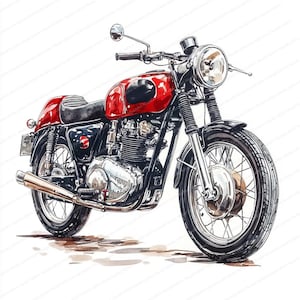 20 Clipart di motociclette classiche / Disegni di moto d'epoca / Clipart di acquerelli stampabili / JPG di alta qualità / Artigianato di carta / Diario di spazzatura