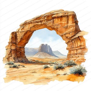 22 Desert Stone Arch Clipart | Ilustracje naturalnego piaskowca | Wydrukowalne cliparty akwarelowe | Wysokiej jakości pliki JPG | Rękodzieło papierowe | dziennik